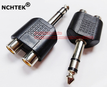 Nchtek adaptador de plug estéreo, plugue macho 6.35mm (1/4) para 2 entradas rca, adaptador fêmea duplo rca, frete grátis, 5 peças 2024 - compre barato