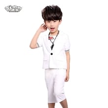 2018 Kids Fashion Summer Formal Dress Flower Boys Blazer Pants Clothing Set Children White Costume Dress Groom Suits N16 2024 - buy cheap