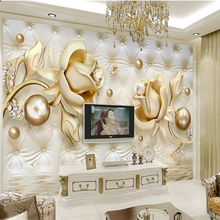 Beibehang-papel tapiz personalizado para sala de estar, Mural 3d de rosa dorada, bola suave, joyería, Mural, decoración del hogar 2024 - compra barato