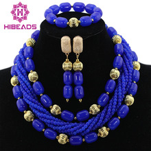 Coral African Beads Jewelry Set Royal Blue Nigerian Wedding  Indian Party Bridal Necklace Jewelry Set Wholesale HX536 2024 - buy cheap