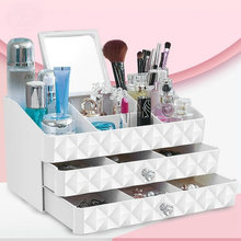 Double Layer White Makeup Cosmetic Organizer Jewelry Box Desk Plastic Storage Cabinets With Drawers 2024 - buy cheap