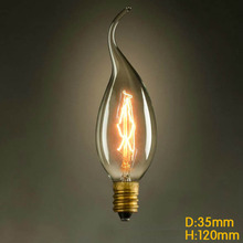 C35 E14 основание 40 Вт Винтаж Эдисон лампы с регулируемой яркостью Античная лампа накаливания с вольфрамовой нитью спираль лампы в форме свечи лампы накаливания 110V 220v 2024 - купить недорого