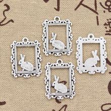 12pcs Charms Framed Rabbit 24x17mm Antique Making Pendant fit,Vintage Tibetan Bronze Silver color,DIY Handmade Jewelry 2024 - buy cheap