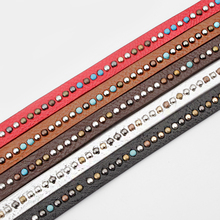Cordón de cuero PU con remache de diamantes de colores, 1 metro, 10x2mm, para pulseras y brazaletes DIY, collar, Material para hacer joyas 2024 - compra barato