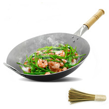 Wok-olla de cocina de hierro fundido, Original, sin recubrimiento, Wok tradicional para el hogar, para estufa de Gas, 8% 2024 - compra barato