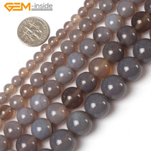 Gem-inside 6-20mm Natural Stone Beads Round Gray Agates Beads For Jewelry Making Bracelet Necklace 15inch DIY 2024 - buy cheap