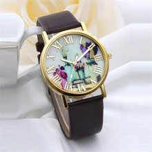Relógio de pulso feminino, relógio de pulso quartz com pulseira de couro 2024 - compre barato