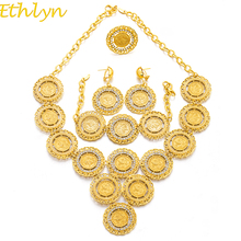 Ethlyn Turkey Coin Necklace/Earring/Ring/Bracelet Jewelry Sets For Women Gold Color Coins Bridal Wedding Party Gifts S181 2024 - buy cheap