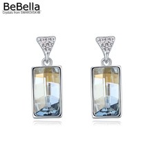 Bebella brincos retangular de cristal, moderno, com cristais, joias de swarovski, para mulheres, presente de natal, aniversário, presente 2024 - compre barato