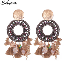 Sehuoran Statement Oorbellen Handmade Crystal Beads Drop Earrings For Women Bohemian Tassel Pendientes Fashion Jewelry Gifts 2024 - buy cheap