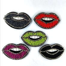 1Pcs Handmade bead Lips Beaded Patch for Clothing Iron on Beading Applique Clothes Shoes Bags Decoration Patch DIY Apparel 2024 - buy cheap