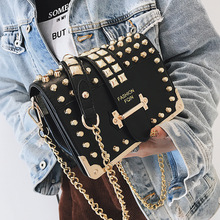 Vintage Rivet Small Square Bag Crossbody Bags Women Handbag High Quality Pu Leather Chain Shoulder Bag Woman Messenger Bag 2024 - buy cheap