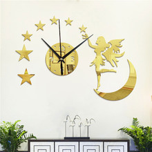 3D Angel Girl Acrylic Mirror Clock for Living Room Home Decorative Mirror Wall Clock Modern Design Wall Sticker Clocks ju18 2024 - buy cheap