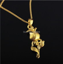 New Arrival Authentic 24K Yellow Gold Pendant / 3D Lucky Rose Pendant / 3g 2024 - buy cheap