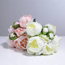 Букеты Свадебные с натуральными пионами, букет из шелковых цветов белого и розового цвета для невесты 2024 - купить недорого
