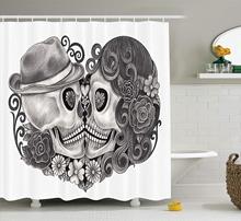 Art Skull with Hat All Saints Day Mexico Culture Festival Floral Illustration Polyester Fabric Bathroom Shower Curtain 2024 - buy cheap