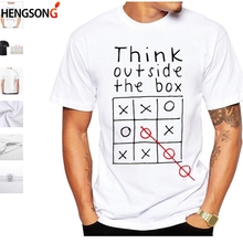 Мужская футболка с надписью Think Out Side Cool The Box, Повседневная футболка с коротким рукавом, летняя мужская футболка с коротким рукавом 2024 - купить недорого