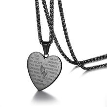 BONISKISS Unique Women's Pendant Necklaces Men's Long Chain Choker Christian Bible Poetry Prayer Heart Stainless Steel Necklace 2024 - buy cheap