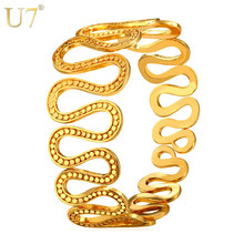 U7 Vintage Snake Pattern Bangle Women Jewelry Wholesale Clip Wave Gold Color Adjustable Round Bracelets Bangles H834 2024 - buy cheap