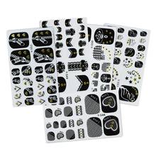 5pcs Nails Tip Decals Beauty Full Cover Wraps Manicure Lace Toe Nail Art Stickers Black Theme Glitter Self Adhesive Nail Sticker 2024 - buy cheap