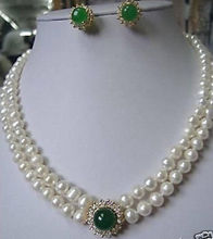 natural pearl jewelry Noblest Pearl necklace green gem earring set Bridal  jewelryCZ Luxury Ms. girl 2024 - buy cheap