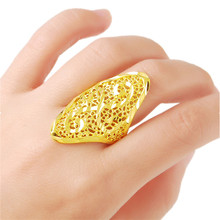 Brand Golden Ring Design Hollow Pattern Aneis Jewelry Gold Color Engagement Size 6 7 8 9 Finger Ring For Women Men 2024 - buy cheap