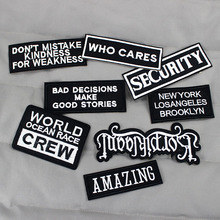 Black Rock Punk Clothes Patches Iron on Letters Fashion Embroidered Slogan Badges Appliques for Jacket Jeans Decoration 2024 - buy cheap