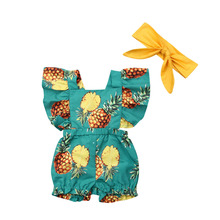 Детский хлопковый комбинезон с открытой спинкой для маленьких девочек, летняя одежда, пляжный костюм, одежда для детей 2024 - купить недорого