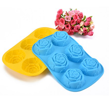 6 moldes de silicone de flor de rosa para bolo, moldes para sorvete, chocolate, sabonete, 3d, utensílios para assar bolos, frigideiras 2024 - compre barato