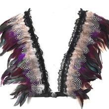 Epaulette Vest Festival Colored Feathers Harness Costume  Burning man Shoulder wings Harness Bra Unisex Top Halter Dance Rave 2024 - buy cheap