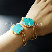 Hot natural howlite bracelet fashion 24k gold electroplated link chain bracelet natural stone bracelet 2024 - buy cheap
