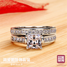 1.5 quilates de luxo de qualidade nscd pedra sintética conjunto de anel de noivado para mulheres, conjunto nupcial, conjunto de anel de casamento 2024 - compre barato