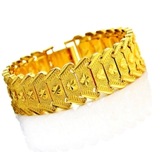 Heart Patterned Bracelet  Yellow Gold Filled Mens Bracelet Chain Hip Hop Style 2024 - buy cheap