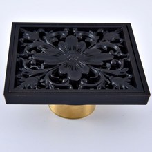 Preto Friccionado Óleo Bronze Carved Pattern Flor Chuveiro Do Banheiro Dreno 4 "Praça Dreno de Assoalho de Resíduos Grelhas Banheiro Acessório mhr066 2024 - compre barato