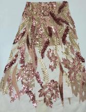 Красивые Cyndi-5.1109 нигерийская ткань для праздничное платье Новый Африканское вышитое кружево ткань 2024 - купить недорого