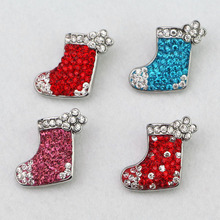 New Design 20PCS/Lot 4colors Christmas Gift Crystal Diy Snap Jewelry 18mm Christmas Stockings Snap Button Free ePacket Ship 2024 - buy cheap