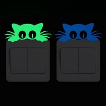 Lovely Cartoon Cat Head Luminous Switch Sticker Kids Room Bedroom DIY Decoration Decal Home Decor Glow in the Dark Wall Sticker 2024 - buy cheap