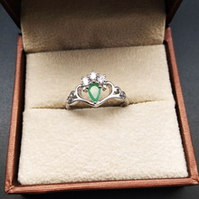 LANZYO 925 anillos de esmeralda de plata de ley regalo para mujeres joyería de gota de agua anillo de boda anillos abiertos joyería fina j040602agml 2024 - compra barato