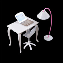 ZTOYL Dollhouse Miniature doll furniture Chair Study Desk/Computer PC Table With Lamp Children Toy girl play house 2024 - buy cheap