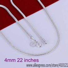N191-22 Hot Sale Free Shipping Silver Plated Fine Jewelry,-Sterling-Silver Charms Fashion Pendant 4mm Snake Bone Necklace-22 2024 - buy cheap