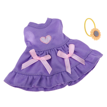25cm Stylish Doll Flower Bowknot Dress for Mellchan Baby Dolls Clothes Wear Accessories Purple Dolls Accessory 2024 - buy cheap