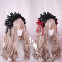 Lolita-encaje gótico hecho a mano, accesorios para el cabello Lazo, tocado gótico, diadema estilo Lolita KC 2024 - compra barato