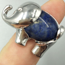 Free Shipping Women Fashion Jewelry Natural Lapis Lazuli Elephant Art Women Men Bead Ring 6.5~12" US Adjust C5254 2024 - buy cheap