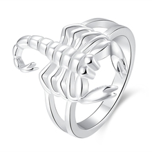 Anel banhado a prata, joia fashion de prata, presente para mulheres e homens, anéis de dedo de escorpião, alta qualidade por atacado 2024 - compre barato