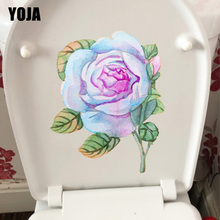 Yoja adesivo de parede para quarto, decalque de decoração azul rosa e flores, decoração criativa de banheiro 2024 - compre barato