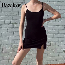 Bazaleas Basic Cotton Split women dresses Fashion spaghetti straps mini vestidos Streetwear Summer Dress Casual drop shipping 2024 - buy cheap