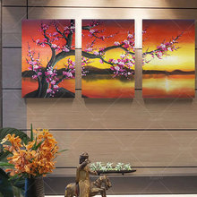 Hand Painted 3 Piece Wall Painting Red Flower Oil Painting Abstract Modern Canvas Wall Art Living Room Decor Picture 2024 - buy cheap