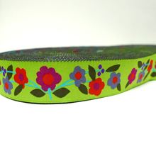 7/8'' 22mm Wide Floral Lime Tone Woven Jacquard Ribbon Free Shipping DHL Express For Combine Order $150+ 2024 - buy cheap