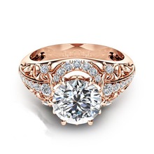 2021 New Rose Gold Color Fashion Retro Flower Engagement Ring Jewelry For Women Fashion Promise Rings 2024 - buy cheap