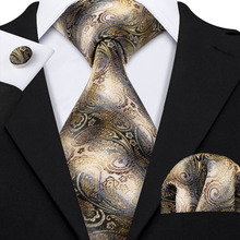 Ornamentos de moda para homens, conjunto de lenço e gravata 100% de seda marrom, estilo caxemira e pescoço para homens, noivo e casamento 2024 - compre barato